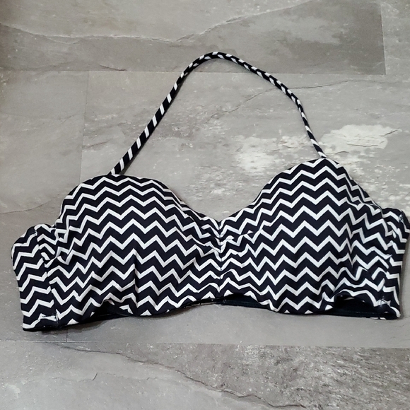 NWOT Seafolly Sienna Bustier Bandeau Bikini Top. True Navy, White. 10 US. - Picture 2 of 10